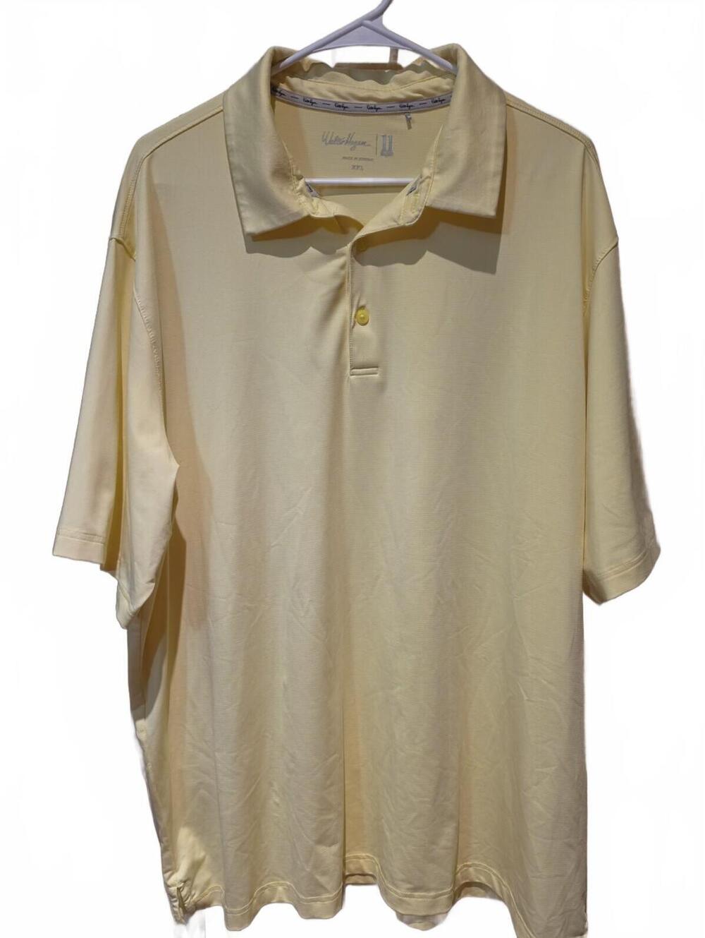 Walter Hagen 11 Mens Yellow Subtle Stripe Polo Golf Shirt Size 2XL Sports